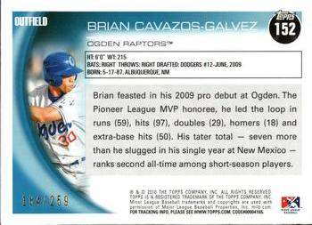 2010 Topps Pro Debut - Blue #152 Brian Cavazos-Galvez Back