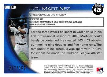 2010 Topps Pro Debut - Blue #426 J.D. Martinez Back