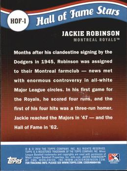 2010 Topps Pro Debut - Hall of Fame Stars #HOF-1 Jackie Robinson Back