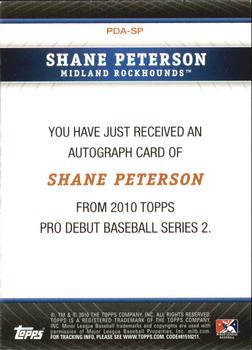 2010 Topps Pro Debut - Prospect Autographs #PDA-SP2 Shane Peterson Back