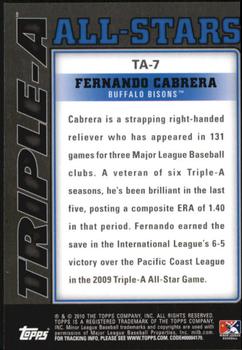 2010 Topps Pro Debut - Triple-A All-Stars #TA-7 Fernando Cabrera Back