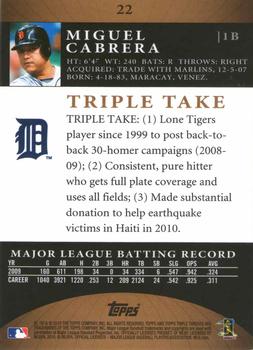 2010 Topps Triple Threads - Sepia #22 Miguel Cabrera Back