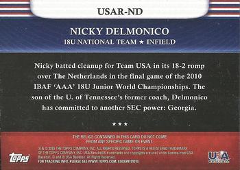 2010 Topps USA Baseball - Triple Jerseys #USAR-ND Nicky Delmonico Back