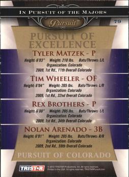 2010 TriStar Pursuit #79 Tyler Matzek / Tim Wheeler / Rex Brothers / Nolan Arenado Back