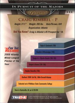 2010 TriStar Pursuit #144 Craig Kimbrel Back