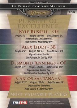 2010 TriStar Pursuit #156 Kyle Russell / Alex Liddi / Desmond Jennings / Carlos Santana Back