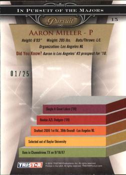 2010 TriStar Pursuit - Autographs Green #15 Aaron Miller Back