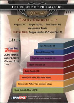2010 TriStar Pursuit - Autographs Green #144 Craig Kimbrel Back