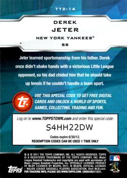 2011 Topps - Topps Town (Series 2) #TT2-14 Derek Jeter Back