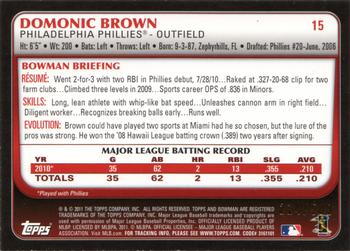 2011 Bowman - Blue #15 Domonic Brown Back