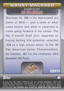 2011 Bowman - Bowman's Brightest #BBR19 Manny Machado Back