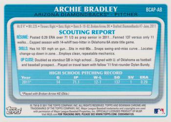 2011 Bowman Draft Picks & Prospects - Chrome Prospect Autographs #BCAP-AB Archie Bradley Back