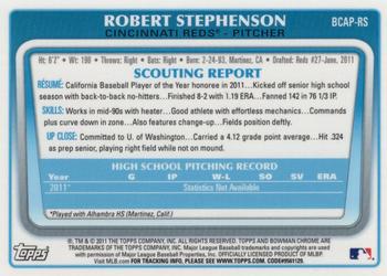 2011 Bowman Draft Picks & Prospects - Chrome Prospect Autographs #BCAP-RS Robert Stephenson Back