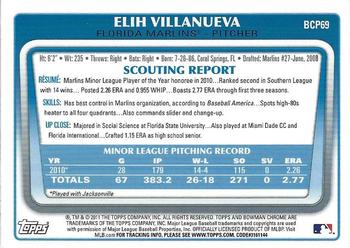 2011 Bowman - Chrome Prospects #BCP69 Elih Villanueva Back