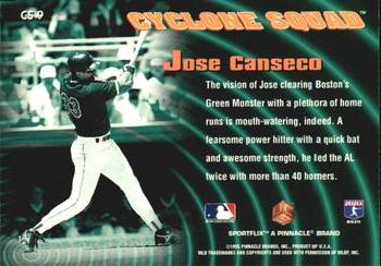 1995 Sportflix UC3 - Cyclone Squad #CS9 Jose Canseco Back