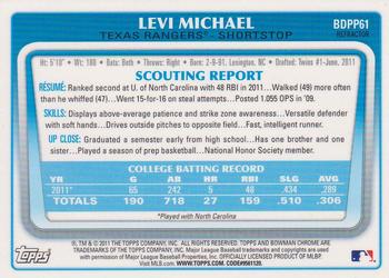 2011 Bowman Draft Picks & Prospects - Chrome Prospects Refractors #BDPP61 Levi Michael Back