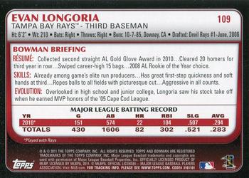 2011 Bowman - International #109 Evan Longoria Back