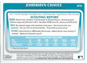 2011 Bowman - Prospects #BP29 Johermyn Chavez Back