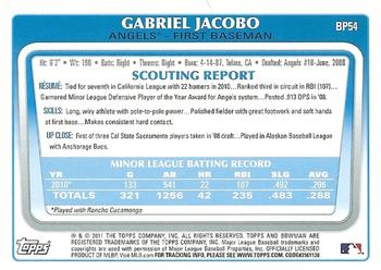 2011 Bowman - Prospects #BP54 Gabriel Jacobo Back