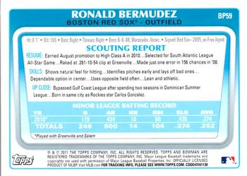 2011 Bowman - Prospects #BP59 Ronald Bermudez Back
