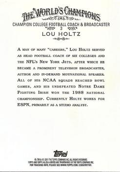 2011 Topps Allen & Ginter #3 Lou Holtz Back