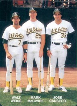 1989 Mother's Cookies Rookies of the Year #4 Walt Weiss / Mark McGwire / Jose Canseco Front
