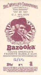 2011 Topps Allen & Ginter - Mini Bazooka #231 C.J. Wilson Back