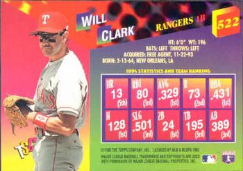 1995 Stadium Club #522 Will Clark Back