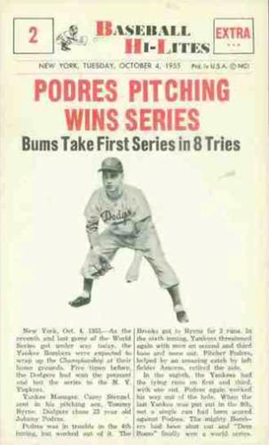 1960 Nu-Cards Baseball Hi-Lites #2 Podres Pitching Wins Series Front