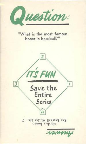 1960 Nu-Cards Baseball Hi-Lites #27 Willie Mays Makes Greatest Catch Back