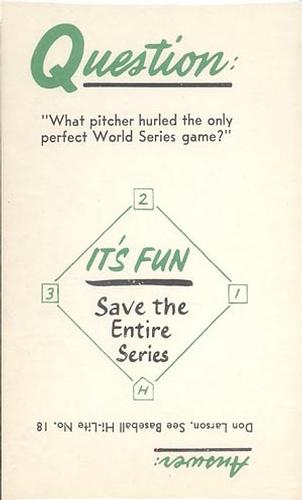 1960 Nu-Cards Baseball Hi-Lites #28 Homer by Yogi Berra Puts Yanks in 1st Place Back