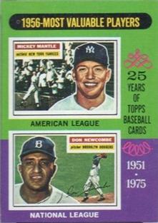 1975 Topps Mini #194 1956 MVPs (Mickey Mantle / Don Newcombe) Front
