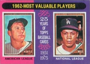 1975 Topps Mini #200 1962 MVPs (Mickey Mantle / Maury Wills) Front