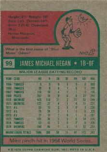 1975 Topps Mini #99 Mike Hegan Back