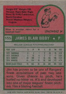 1975 Topps Mini #155 Jim Bibby Back
