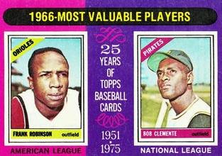 1975 Topps Mini #204 1966 MVPs (Frank Robinson / Bob Clemente) Front