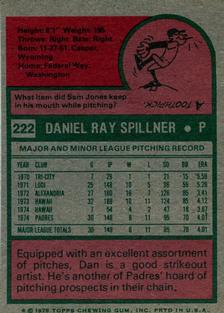 1975 Topps Mini #222 Dan Spillner Back