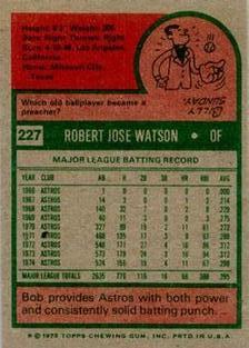 1975 Topps Mini #227 Bob Watson Back