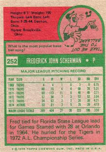 1975 Topps Mini #252 Fred Scherman Back