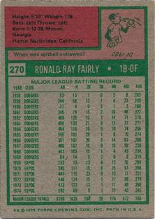 1975 Topps Mini #270 Ron Fairly Back