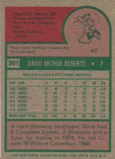 1975 Topps Mini #301 Dave Roberts Back
