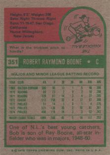 1975 Topps Mini #351 Bob Boone Back