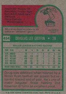 1975 Topps Mini #454 Doug Griffin Back