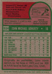 1975 Topps Mini #524 John Doherty Back