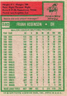 1975 Topps Mini #580 Frank Robinson Back