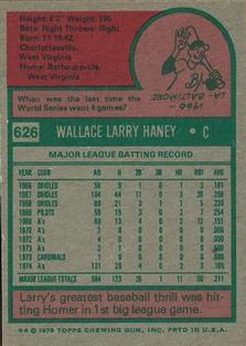 1975 Topps Mini #626 Larry Haney Back