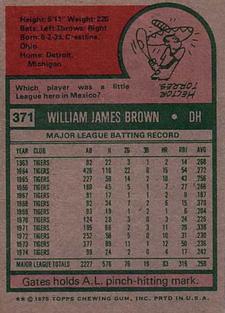1975 Topps Mini #371 Gates Brown Back