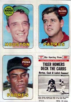 1969 Topps Four-in-One Stickers #NNO Doug Rader / Bill McCool / Roberto Pena / World Series Game #2 (Willie Horton) Front