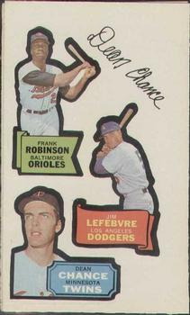 1968 Topps Action All-Star Stickers #NNO Frank Robinson / Jim Lefebvre / Dean Chance Front