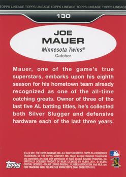 2011 Topps Lineage #130 Joe Mauer Back